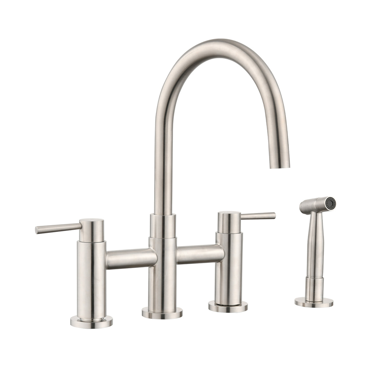 Double Handle Bridge Kitchen Faucet with Side Spray