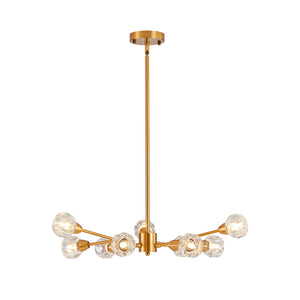 Modern Crystal Chandeliers, 9 Lights Golden Chandelier for Living Room Bedroom, Dining Room Chandelier Over Table, Kitchen Light Fixtures(Bulbs Not Included)