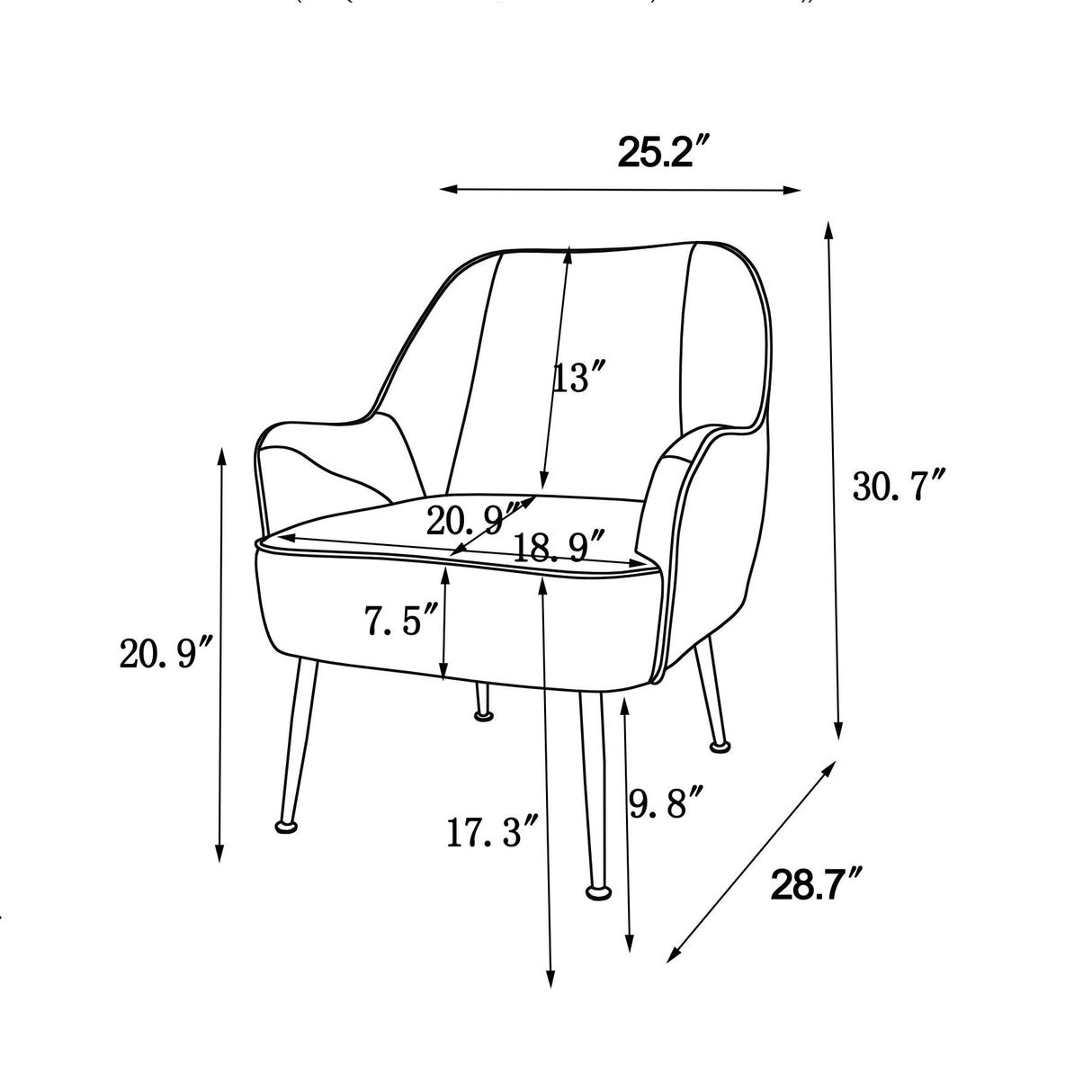 Modern Soft White Teddy fabric Ivory Ergonomics Accent Chair Living Room Chair Bedroom Chair Home Chair With Gold Legs And Adjustable Legs For Indoor Home