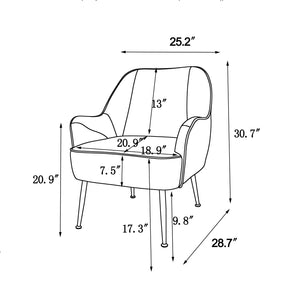 Modern Soft White Teddy fabric Ivory Ergonomics Accent Chair Living Room Chair Bedroom Chair Home Chair With Gold Legs And Adjustable Legs For Indoor Home