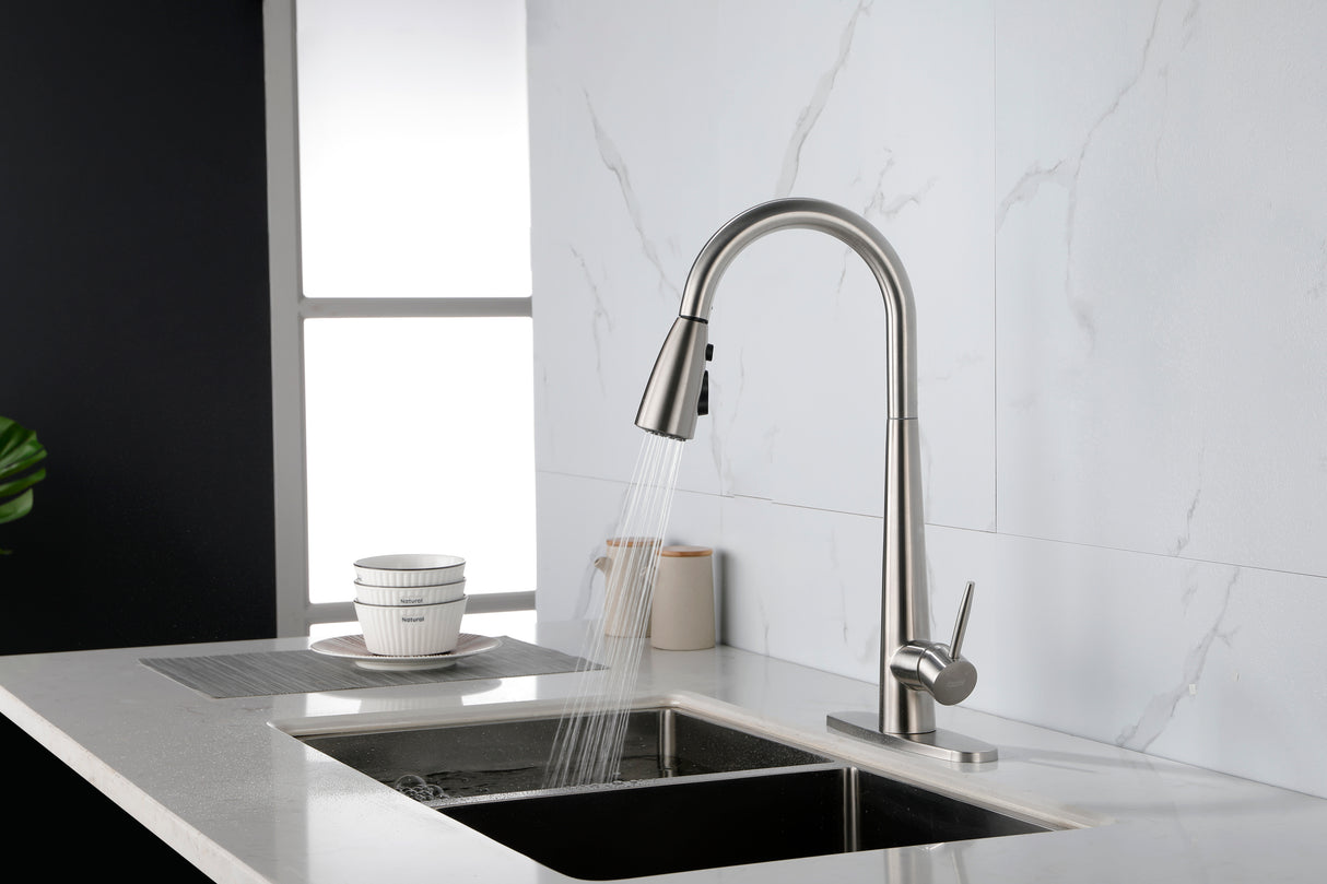 Kitchen Faucet with Pull Down Sprayer Brushed Nickel