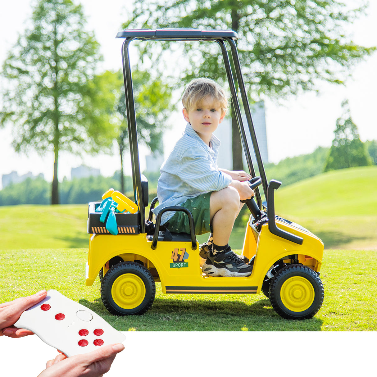 Yellow 12V Ride On Toy for Kids Ages 3+