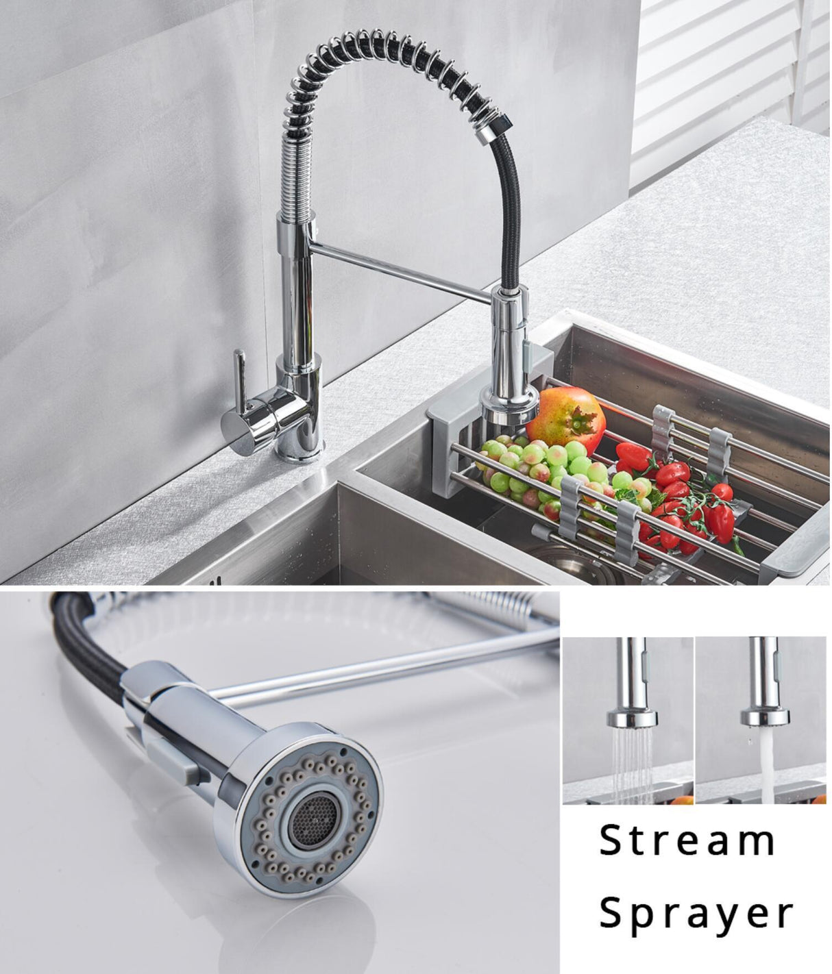 Single Handle Pull Down Sprayer Kitchen Sink Faucet