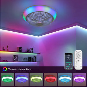 15"RGB Dimmable LED Ceiling Fan with Light