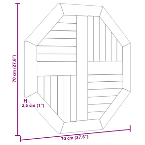 vidaXL Table Top 27.6"x27.6"x1" Octagonal Solid Wood Teak-4