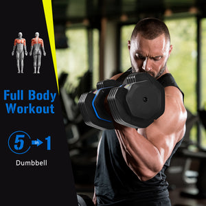 Upgrade your workouts with the 55lb Adjustable Dumbbell featuring anti-slip handles and 5 weight options. Durable, compact & stylish. Shop now at boltbuy.com!