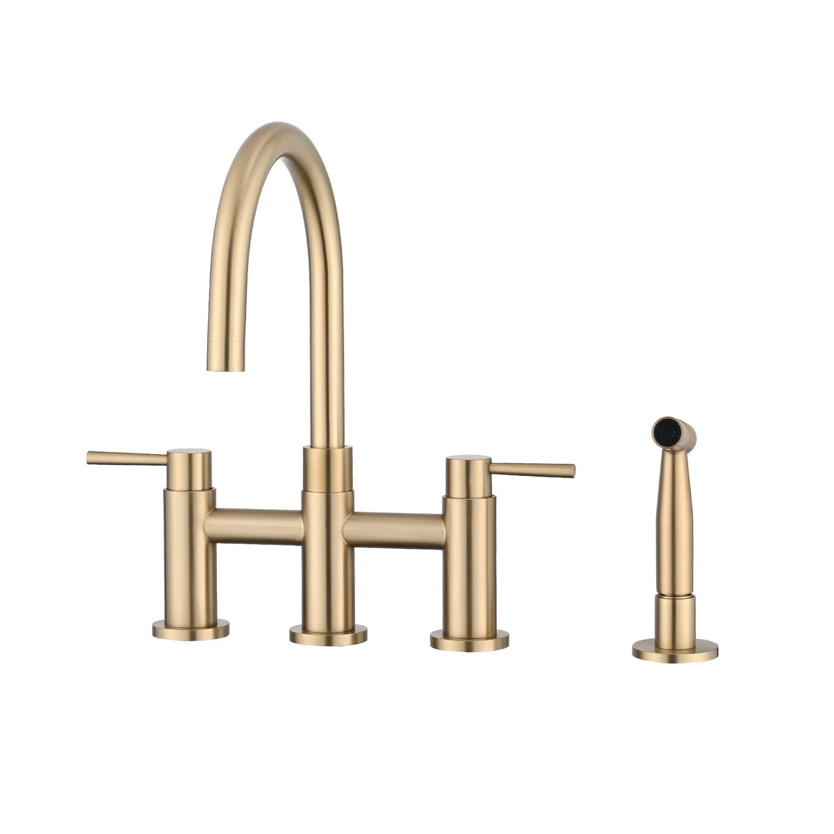 Double Handle Bridge Kitchen Faucet with Side Spray