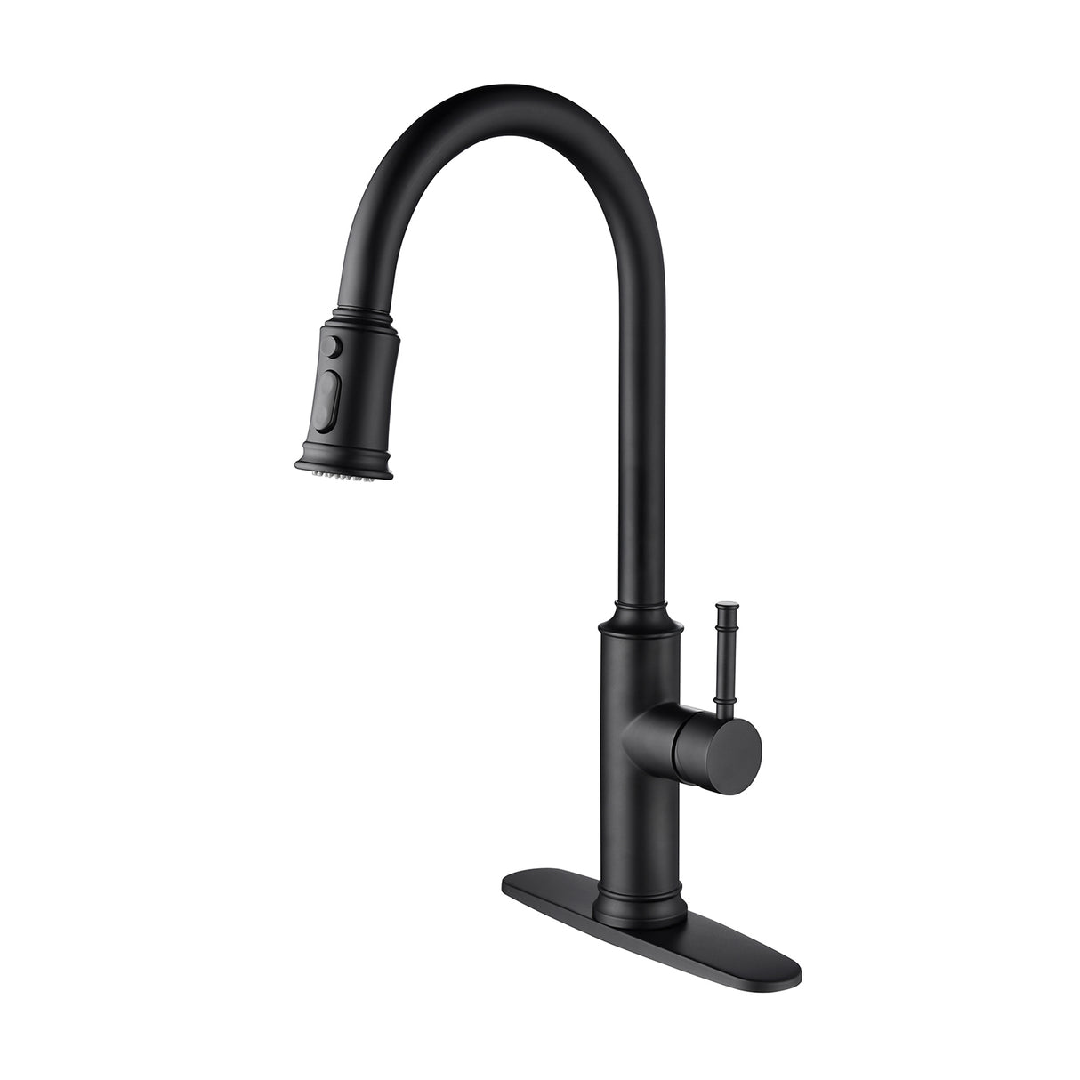 Double Handle Widespread Kitchen Faucet with Traditional Handles-Matte Black