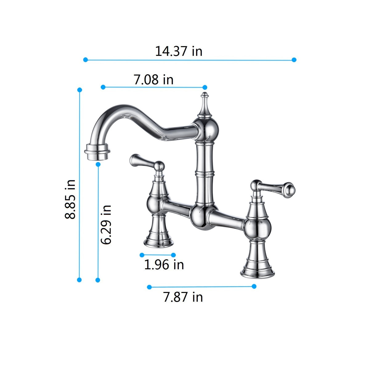 Double Handle Widespread Kitchen Faucet with Traditional Handles