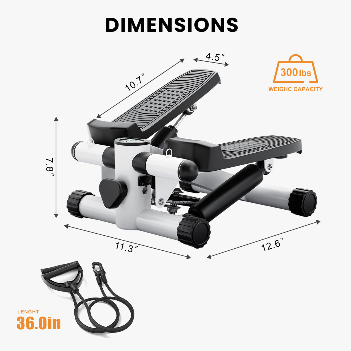 Hydraulic Fitness Stepper with Resistance Bands and Display