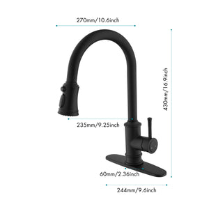 Single Handle High Arc Brushed Nickel Pull Out Kitchen Faucet Matte Black