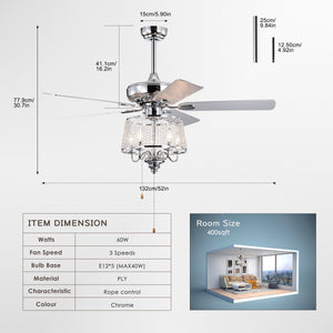 52" Crystal Ceiling Fan