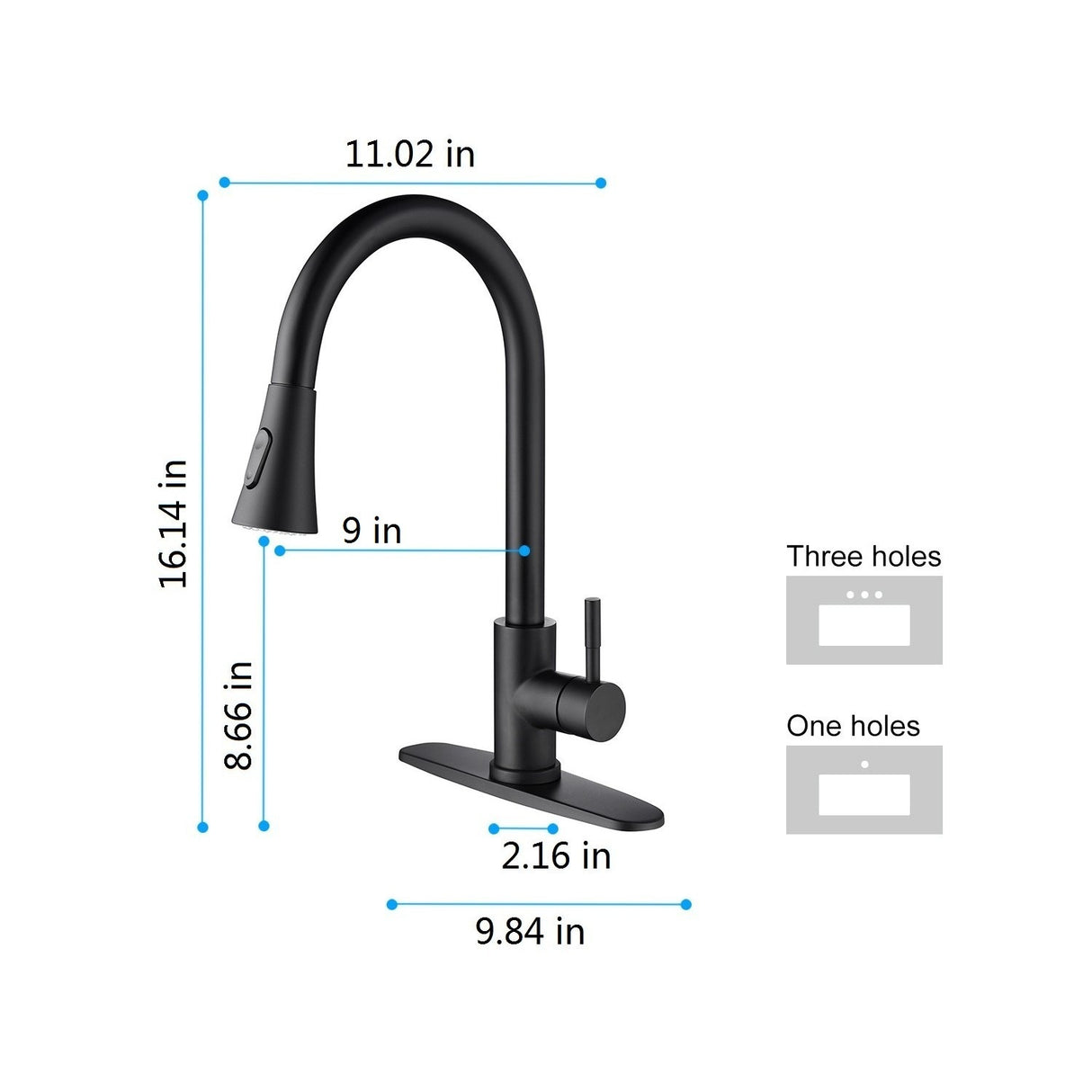 Kitchen Faucet with Pull Out Sprayer-Matte Black