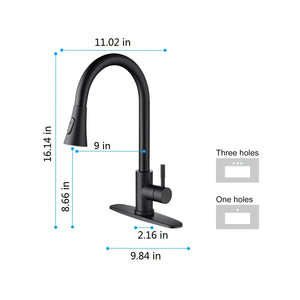 Kitchen Faucet with Pull Out Sprayer-Matte Black