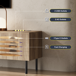 75" TV Stand with Power Outlet, LED Gaming Media Console, 71" Mid-Century Modern Design with 2 Cabinets for Living Room