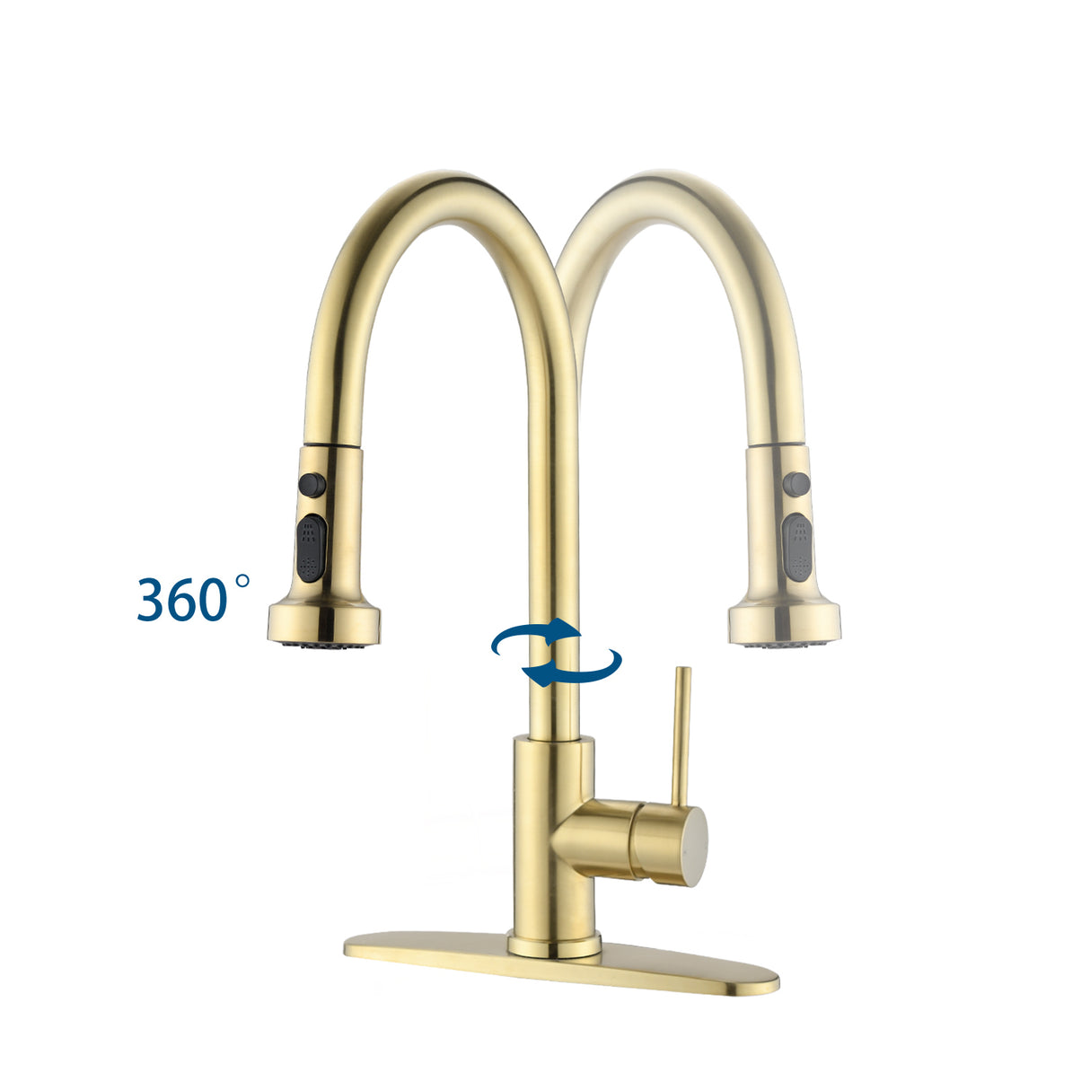 Stainless Steel Pull Down Kitchen Faucet with Sprayer Brushed Gold