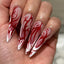 24Pcs Halloween Press on Nails- Gradient Long 3D Crystal Stripes 