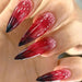 24Pcs Halloween Press on Nails- Gradient Long 3D Crystal Stripes 