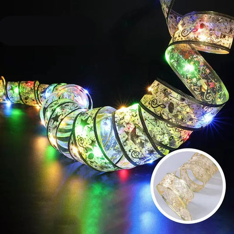 Festive LED ribbon string lights for Christmas tree decoration. Perfect for indoor and outdoor holiday lighting. Shop Now at BoltBuy.com