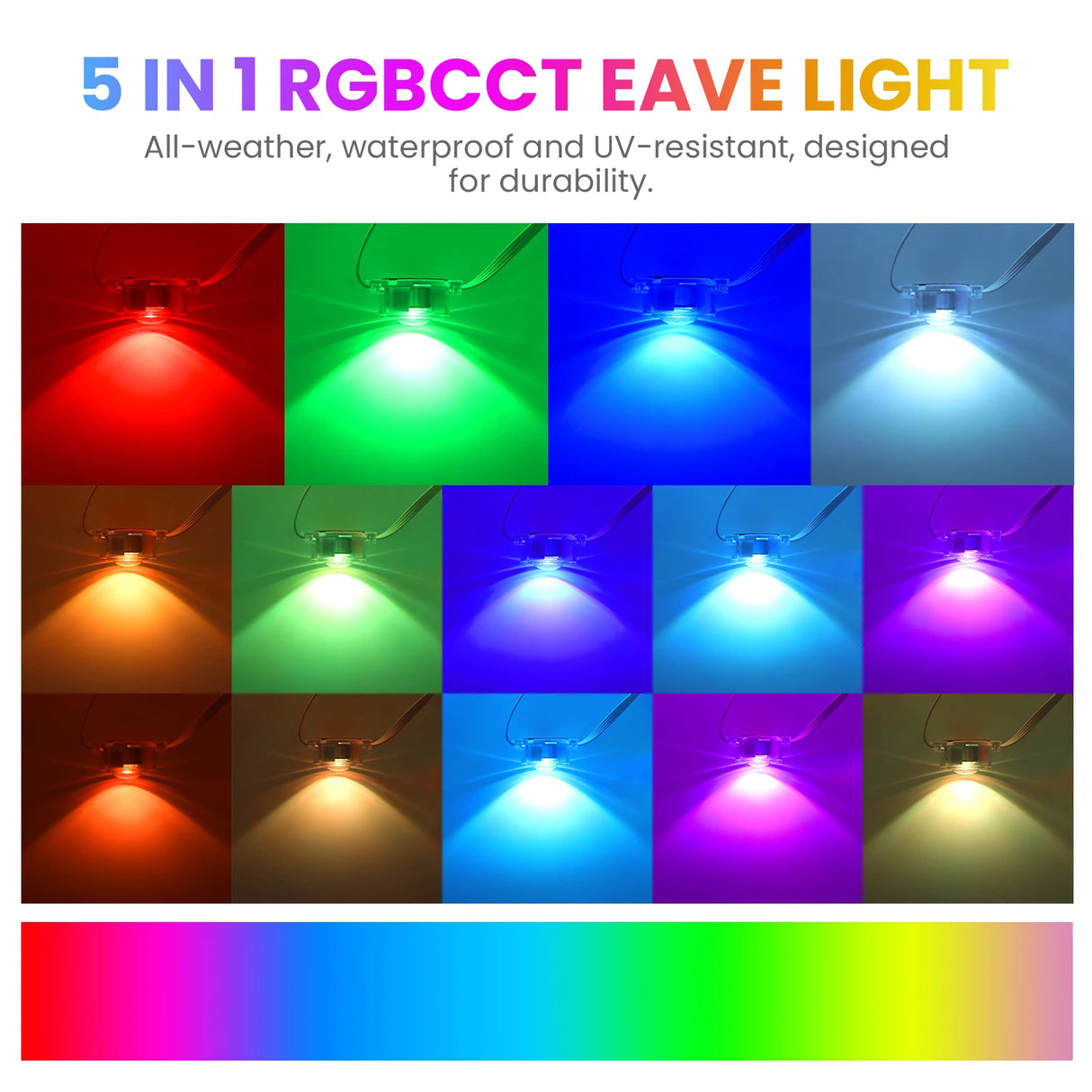 Outdoor LED eaves lights with 16 million color options, 44 scene modes, app and Bluetooth control, waterproof design for holiday and year-round decor. Shop now at boltbuy.com