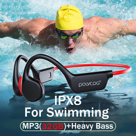 IPX8 waterproof bone conduction Bluetooth headset, AquaVibe Pro, perfect for swimming and outdoor activities, at BoltBuy.com"