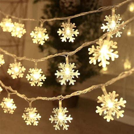 Leds Snowflake String Garland Fairy Lights outdoor and indoor holiday decor - available now at BoltBuy.com