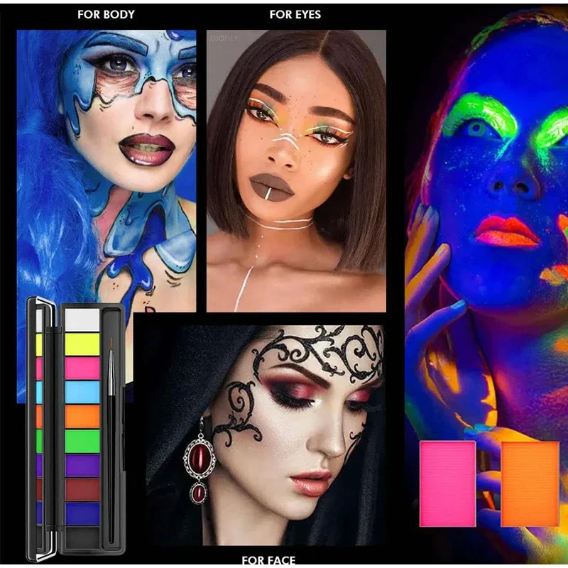 10 Colors Face Body Art Paint - Glow in Dark