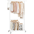 Modern Industrial White Metal Tube Garment Rack with Bottom Hanging Rod-0