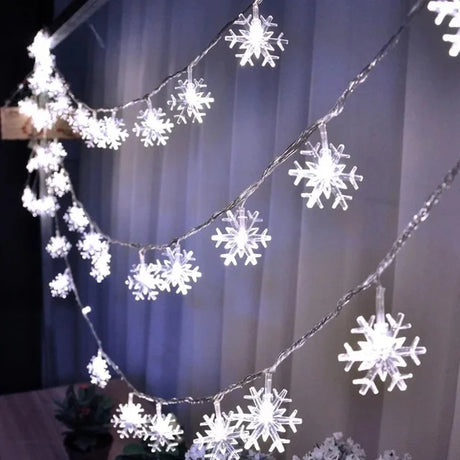 Leds Snowflake String Garland Fairy Lights outdoor and indoor holiday decor - available now at BoltBuy.com