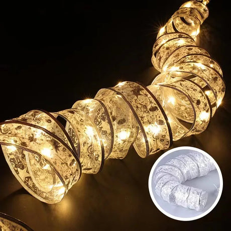 Festive LED ribbon string lights for Christmas tree decoration. Perfect for indoor and outdoor holiday lighting. Shop Now at BoltBuy.com