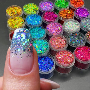 24 Colors Holographic Chunky Glitter 