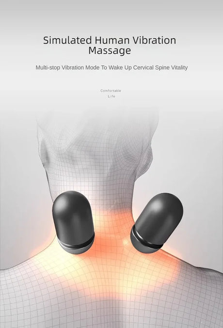 Ergonomic cervical massage pillow with vibration and heat therapy for neck pain relief, designed for sports recovery and daily relaxation. Available now at BoltBuy.com.