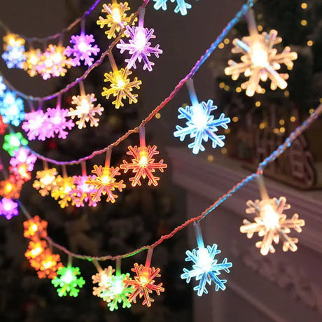 Leds Snowflake String Garland Fairy Lights outdoor and indoor holiday decor - available now at BoltBuy.com