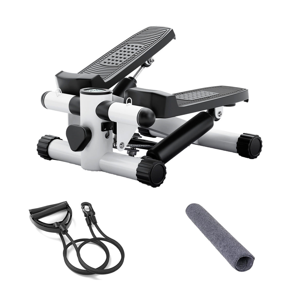 Hydraulic Fitness Stepper with Resistance Bands and Display