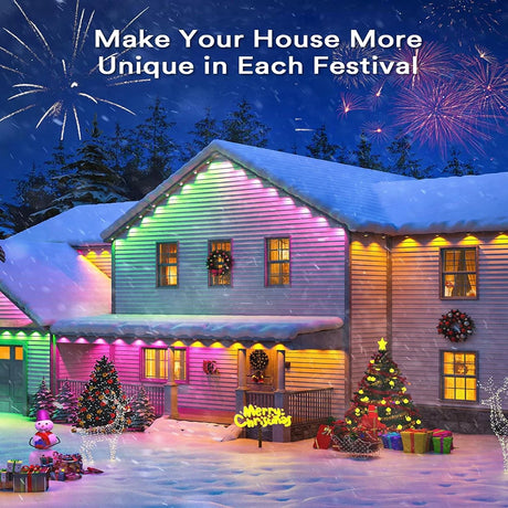 15m 30 LED eaves lights with vibrant RGB colors, perfect for outdoor decor and holiday lighting, app-controlled for easy customization. Shop now at boltbuy.com.