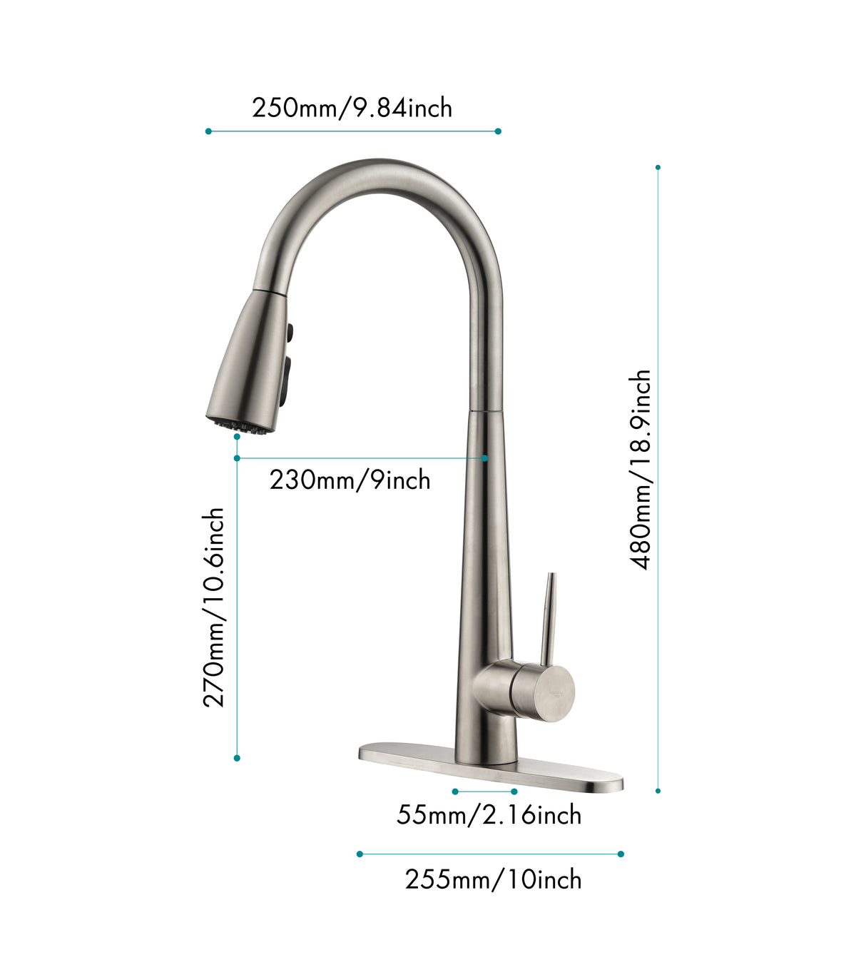 Kitchen Faucet with Pull Down Sprayer Brushed Nickel