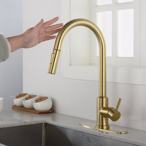 Touch Kitchen Faucet with Pull Down Sprayer-Gold