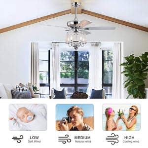 52" Crystal Ceiling Fan