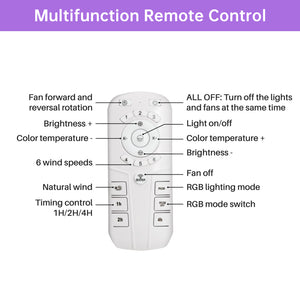 15"RGB Dimmable LED Ceiling Fan with Light