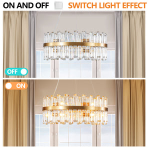 23.6 Inches Luxury Chandeliers Crystal Living Room Bedroom Decorative Lights Simple Modern Dining Room LED Lighting,for Home Decor (Bulbs Not Included)