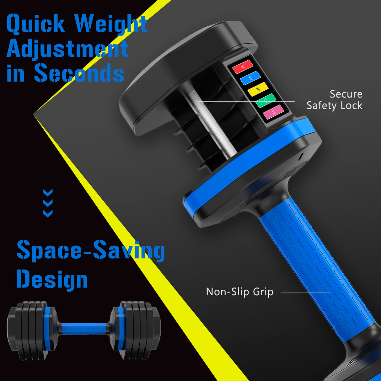 Upgrade your strength training with the 55lb x2 Dumbbell Set! Adjustable, durable, and space-saving with anti-slip handles. Shop now at boltbuy.com!