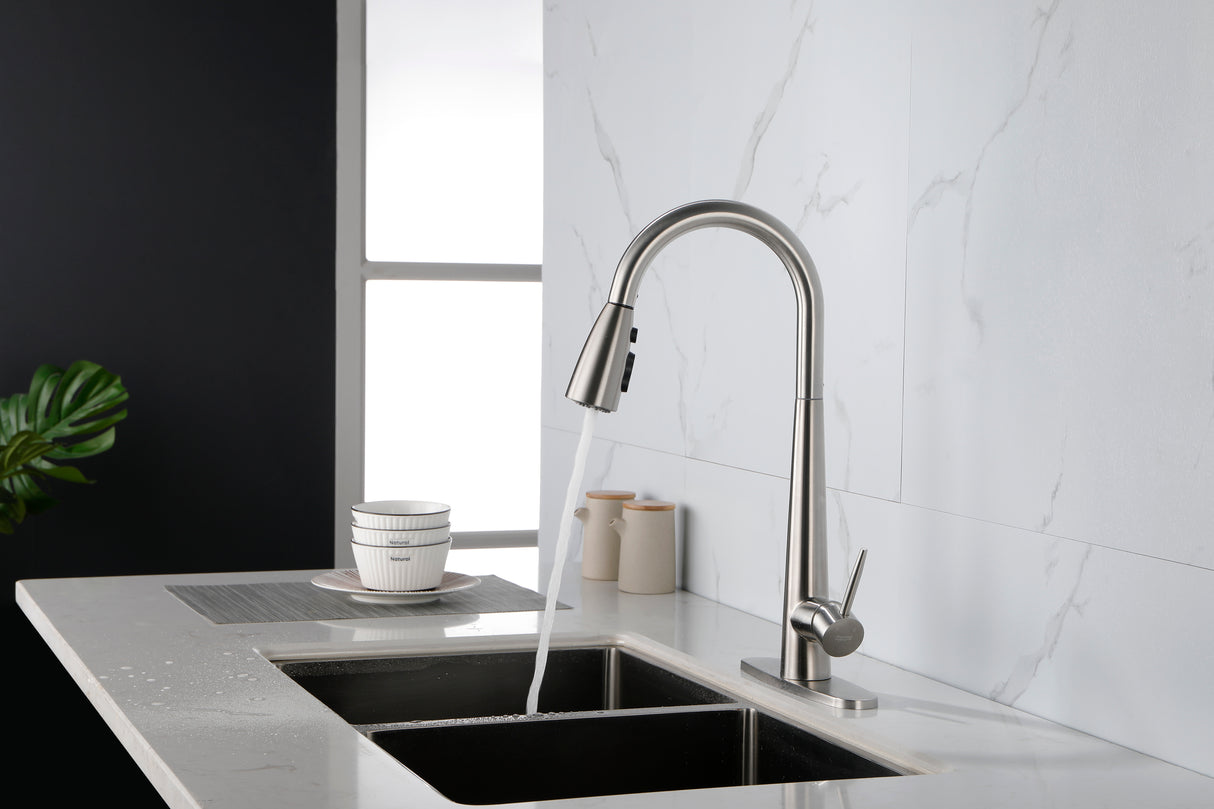 Kitchen Faucet with Pull Down Sprayer Brushed Nickel