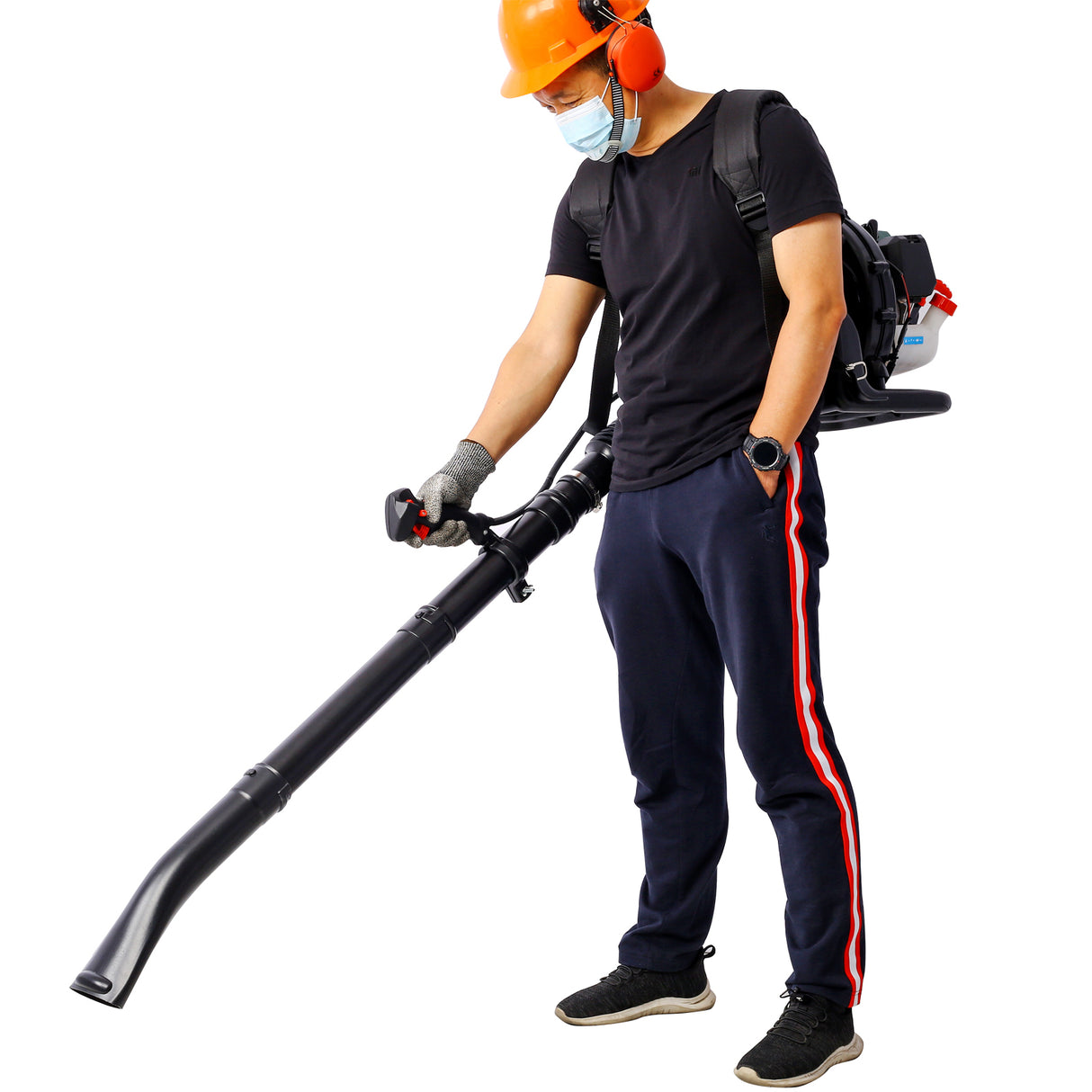 52cc 2-Cycle Gas Backpack Leaf Blower with extention tube