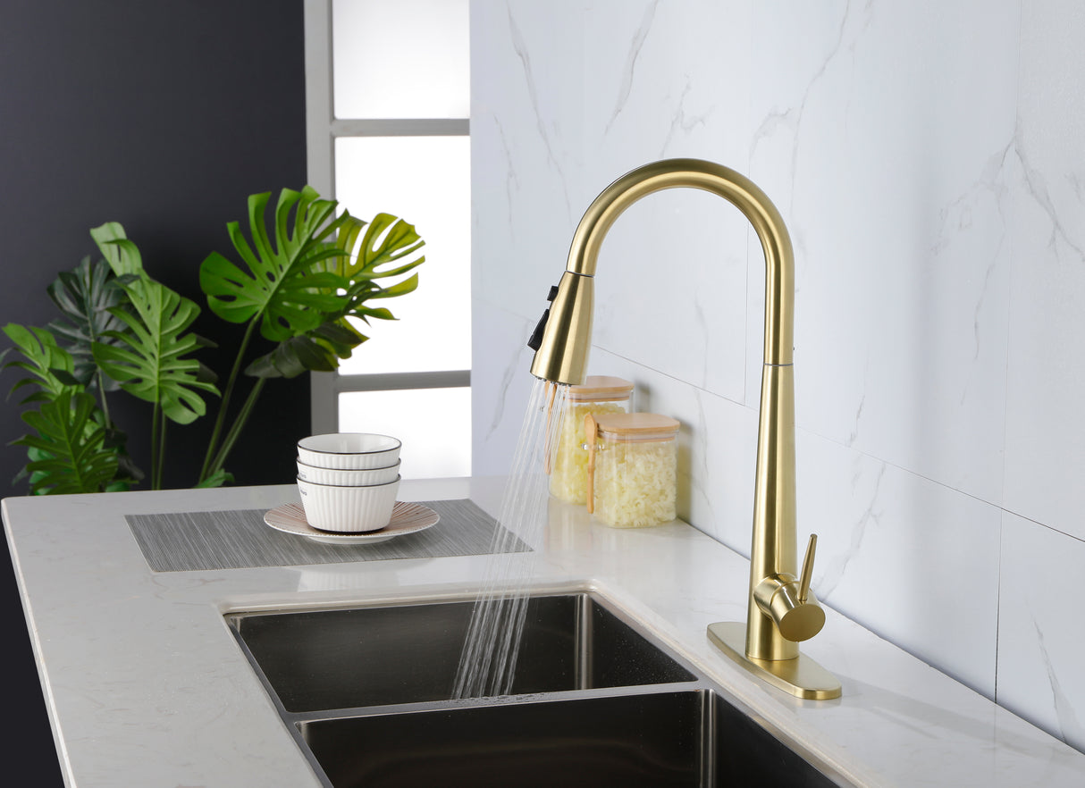 Gold Kitchen Faucets with Pull Down Sprayer