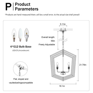 Modern geometric LED dining room chandelier with silver frame and candle-style bulbs, perfect for enhancing your dining area with elegant and energy-efficient lighting - available at BoltBuy.com.