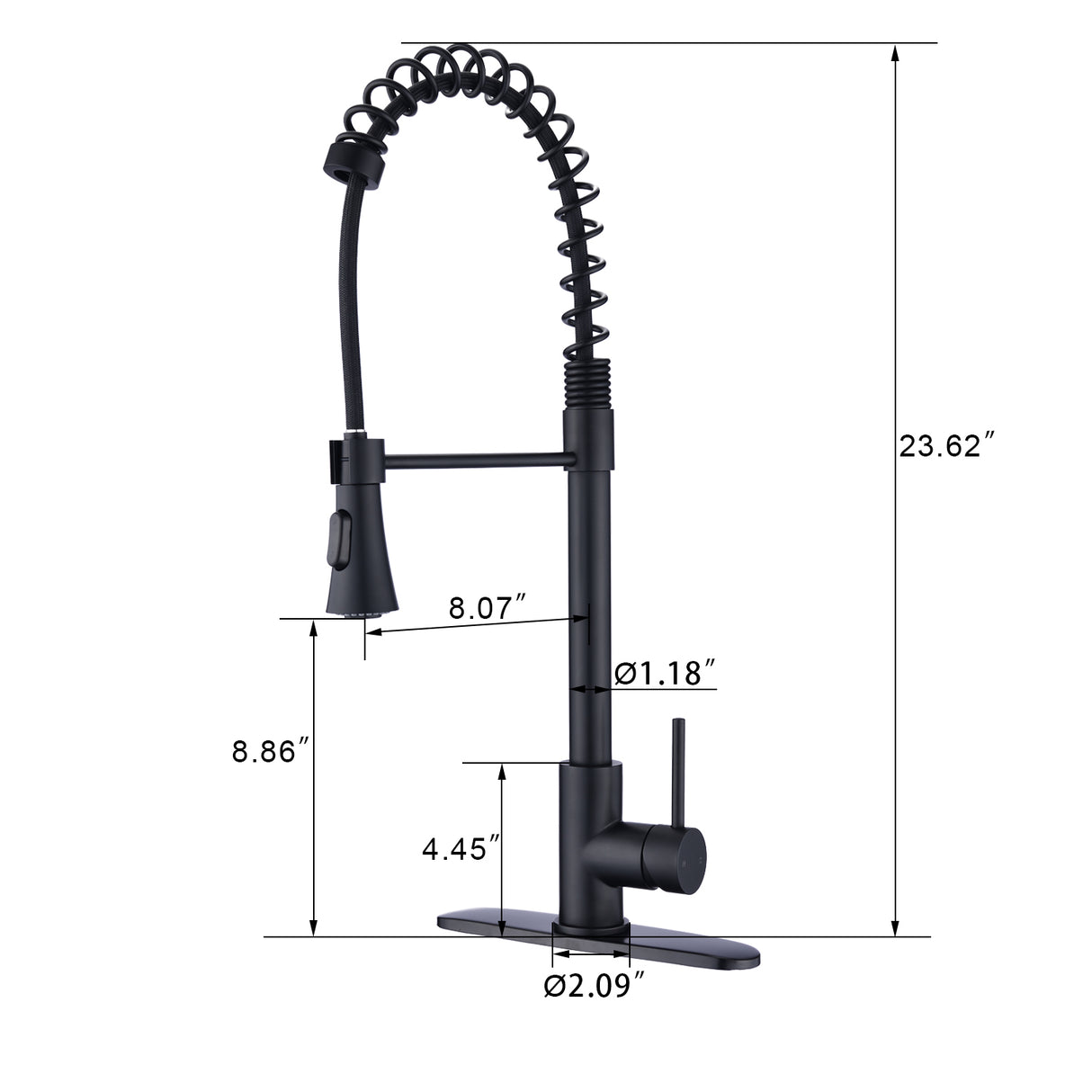 Single Handle Spring High Arc Kitchen Faucet Matte Black