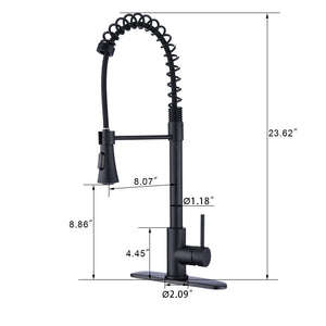 Single Handle Spring High Arc Kitchen Faucet Matte Black