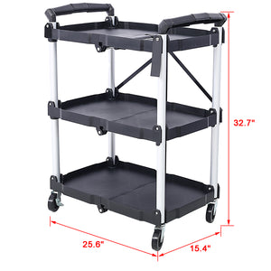 3 Layers Folding Collapsible Service Cart