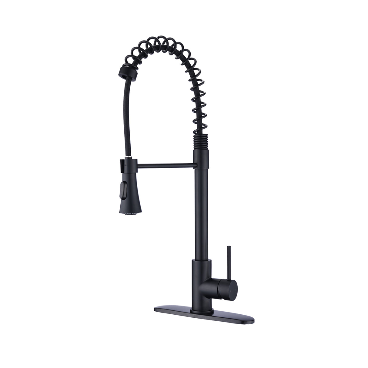 Single Handle Spring High Arc Kitchen Faucet Matte Black