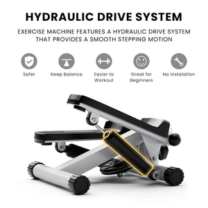 Hydraulic Fitness Stepper with Resistance Bands and Display